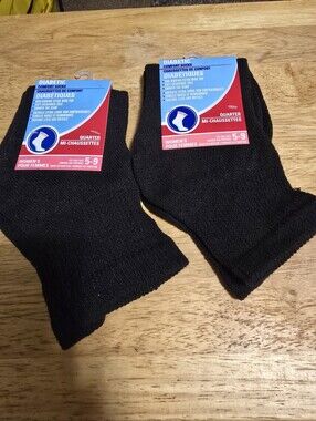 Diabetic Comfort Women's Quarter Socks " Black " Size ( 5 - 9 ) Qty 2 BRAND NEW